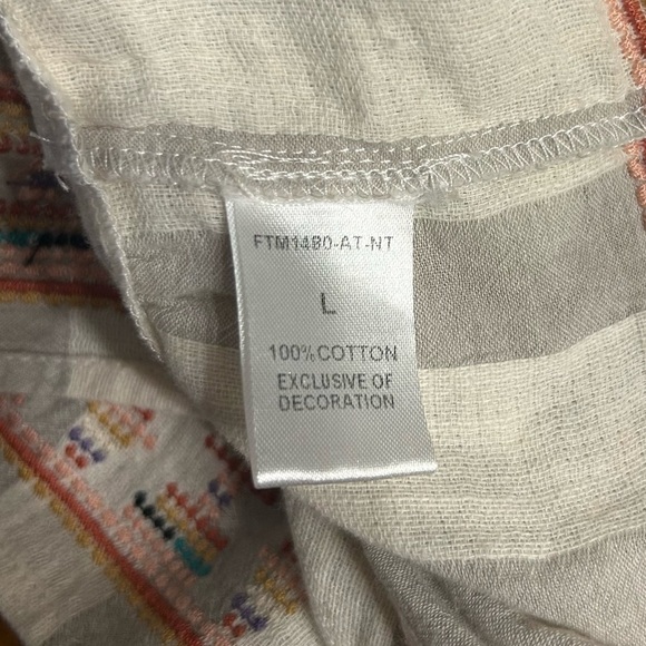 Altar’d State Sleeveless Striped Ruffle Peplum Tank Top, Size Large, Gray/White - Picture 7 of 8
